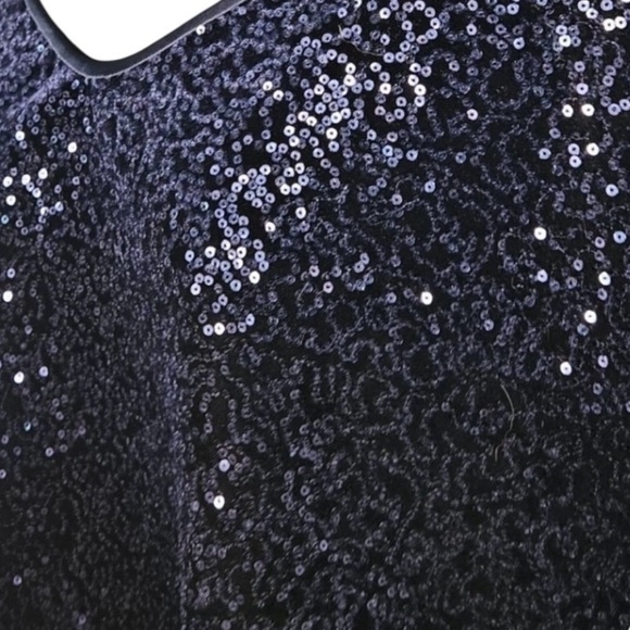 Armani Collezioni Midnight Blue Sequin Short Sleeve Top Evening Wear Size 12 - Picture 4 of 9